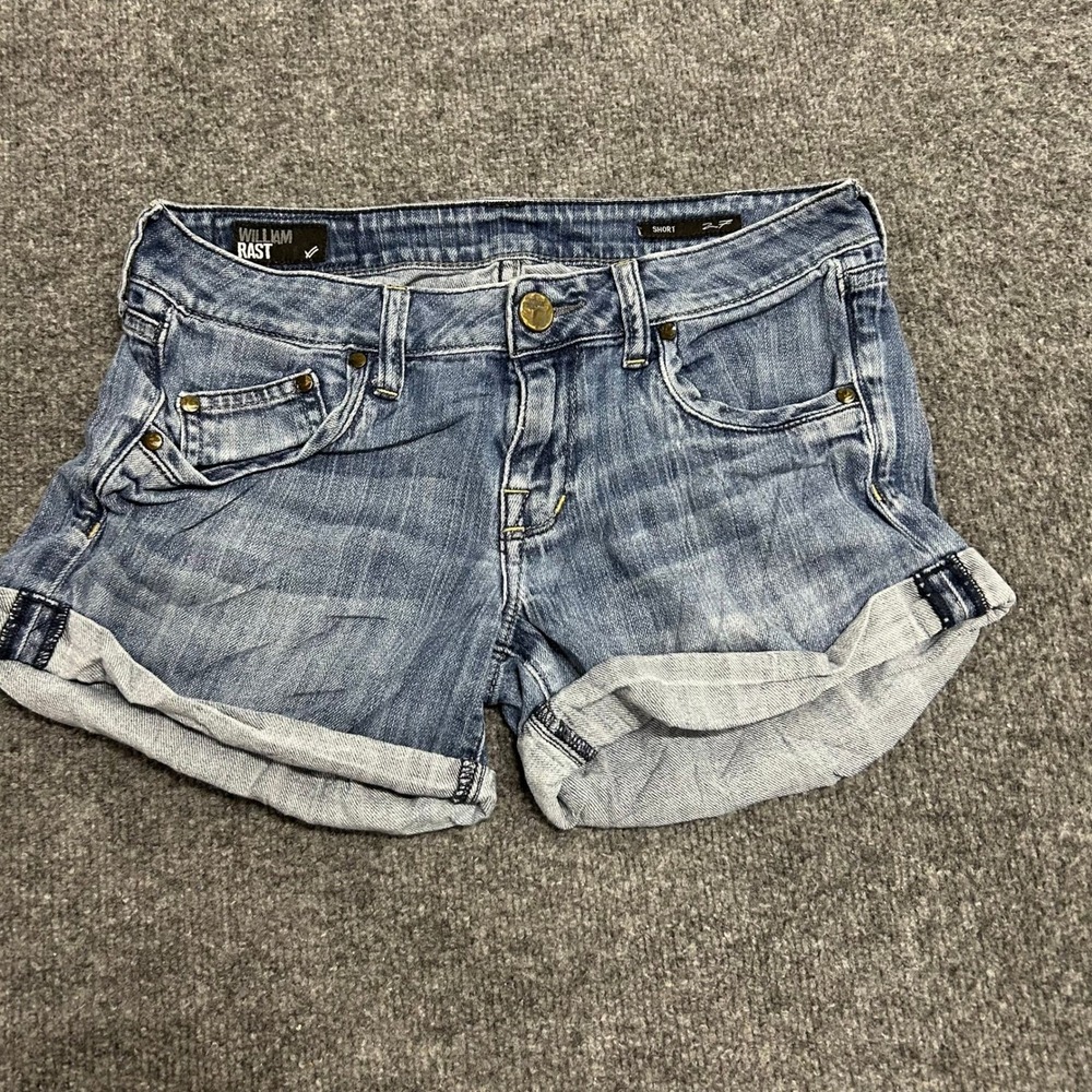 William Rast Shorts Womens Size 27 Blue Denim Cuffed Low Rise Stretch Casual
